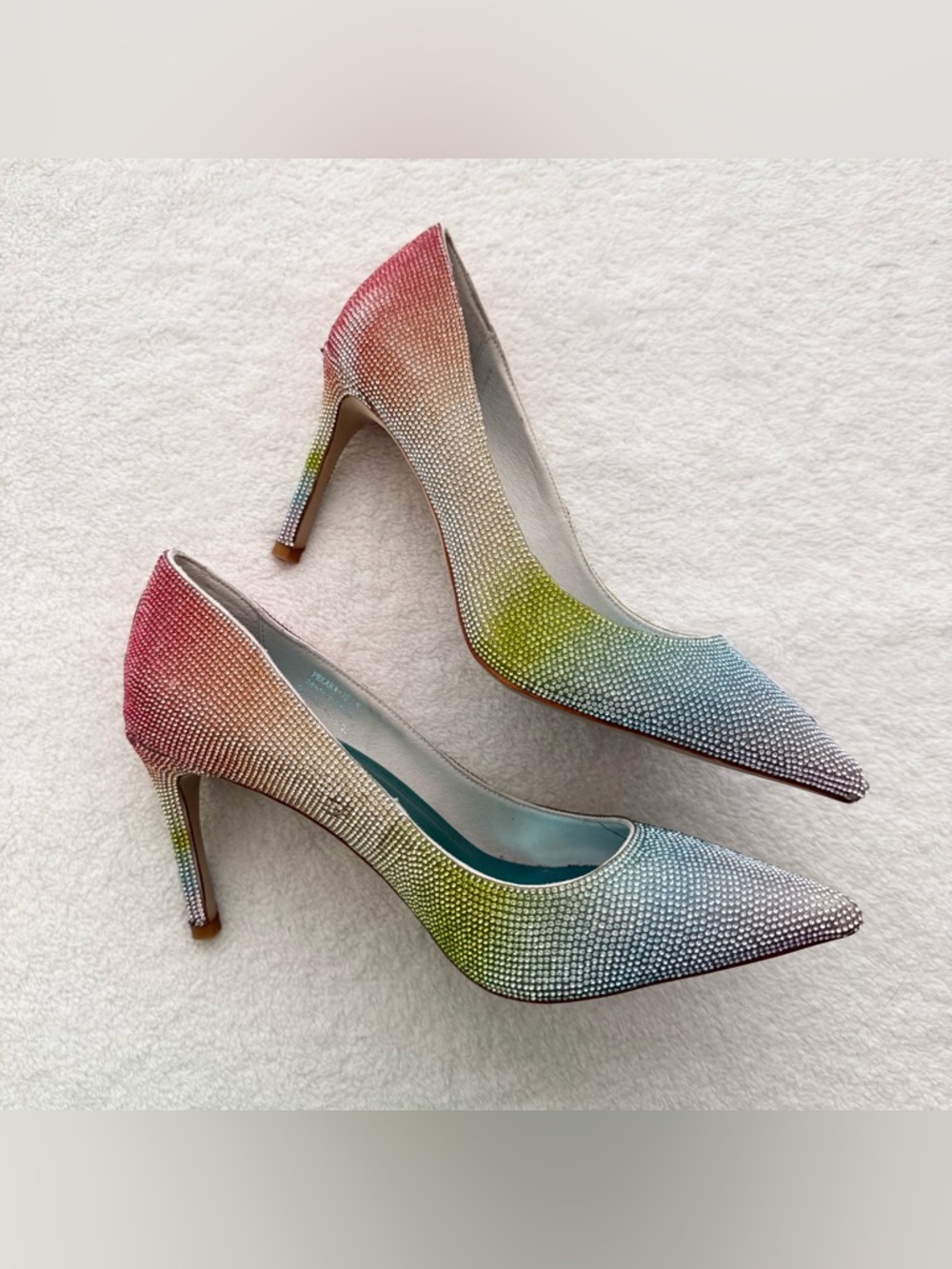 Jeffrey Campbell Pelara Rainbow Ombre Rhinestone Crystal Heels Size 8